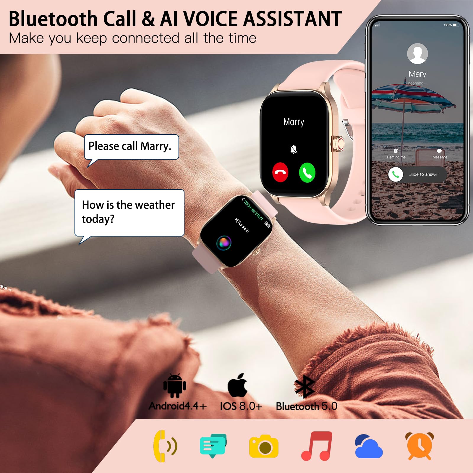 Smart Watch(Answer/Make Call), 2.01 '' Smartwatches For Women With Heart Rate/Sleep/Stress Monitor, Ip68 Waterproof Activity Tra